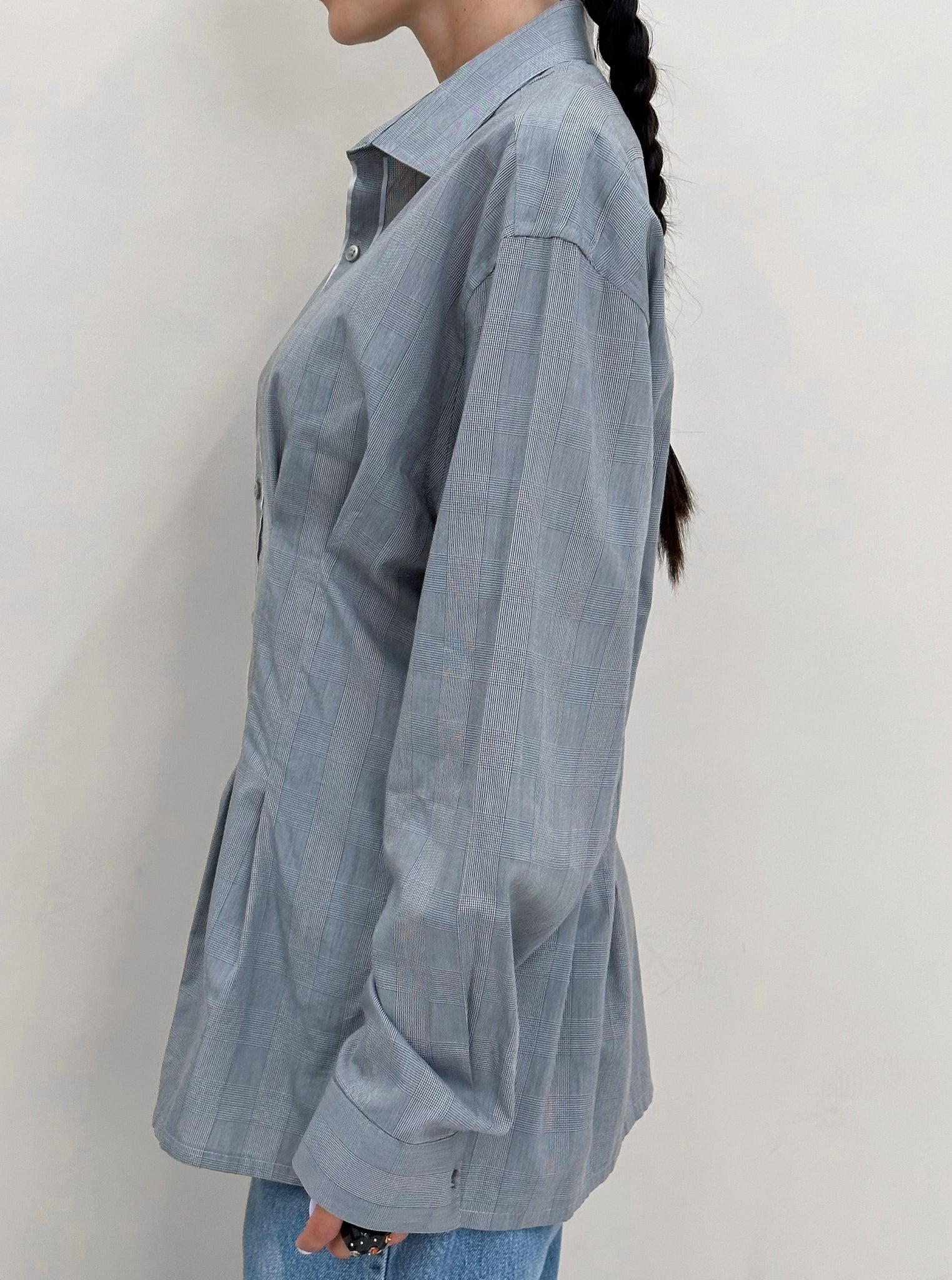 GREY PLEATED SHIRT