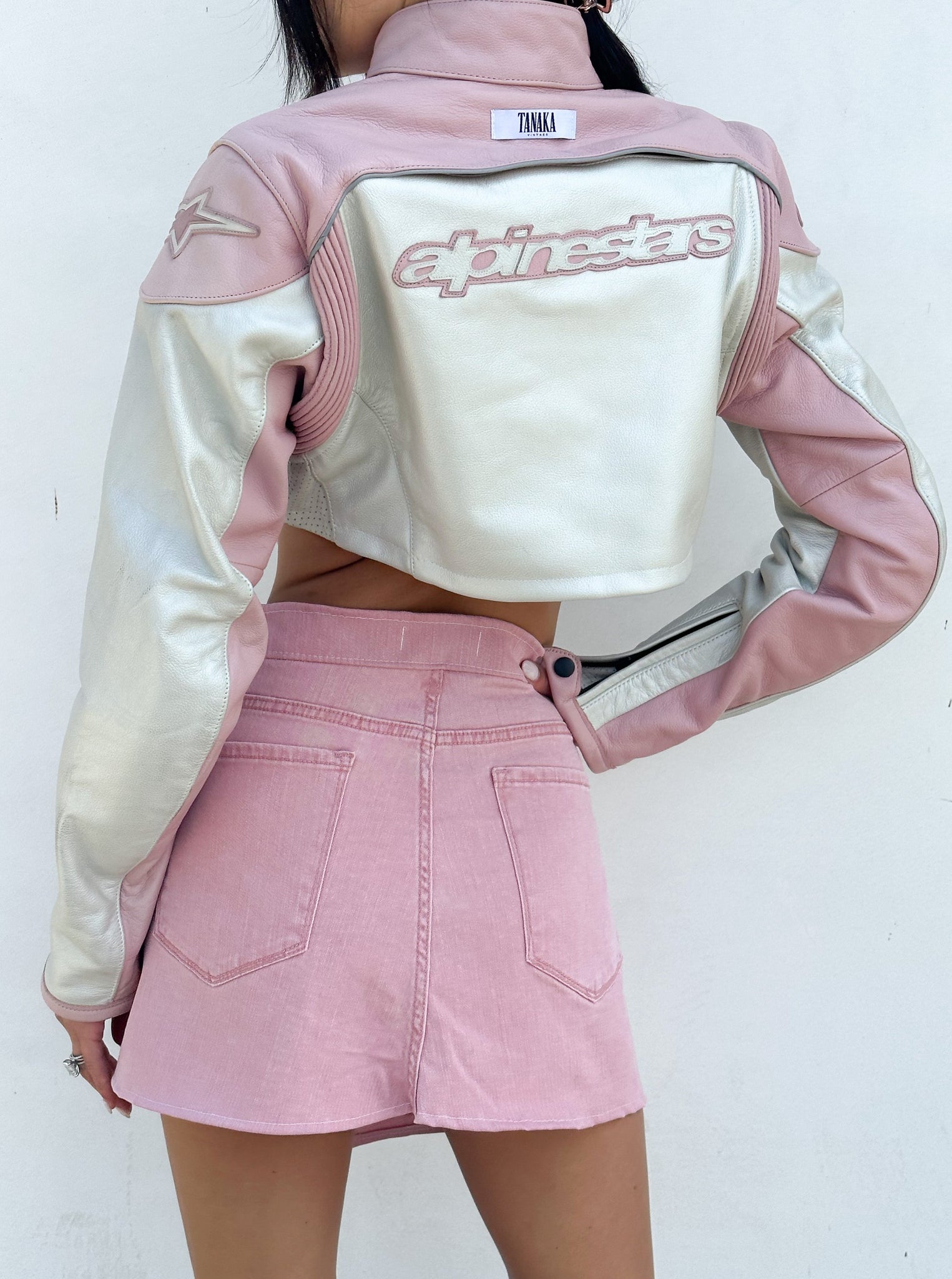 LEATHER MOTO PINK + PEARL