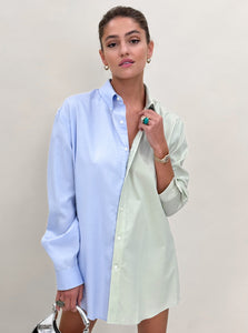 BABY BLUE + MINT GREEN TWO TONE SHIRT
