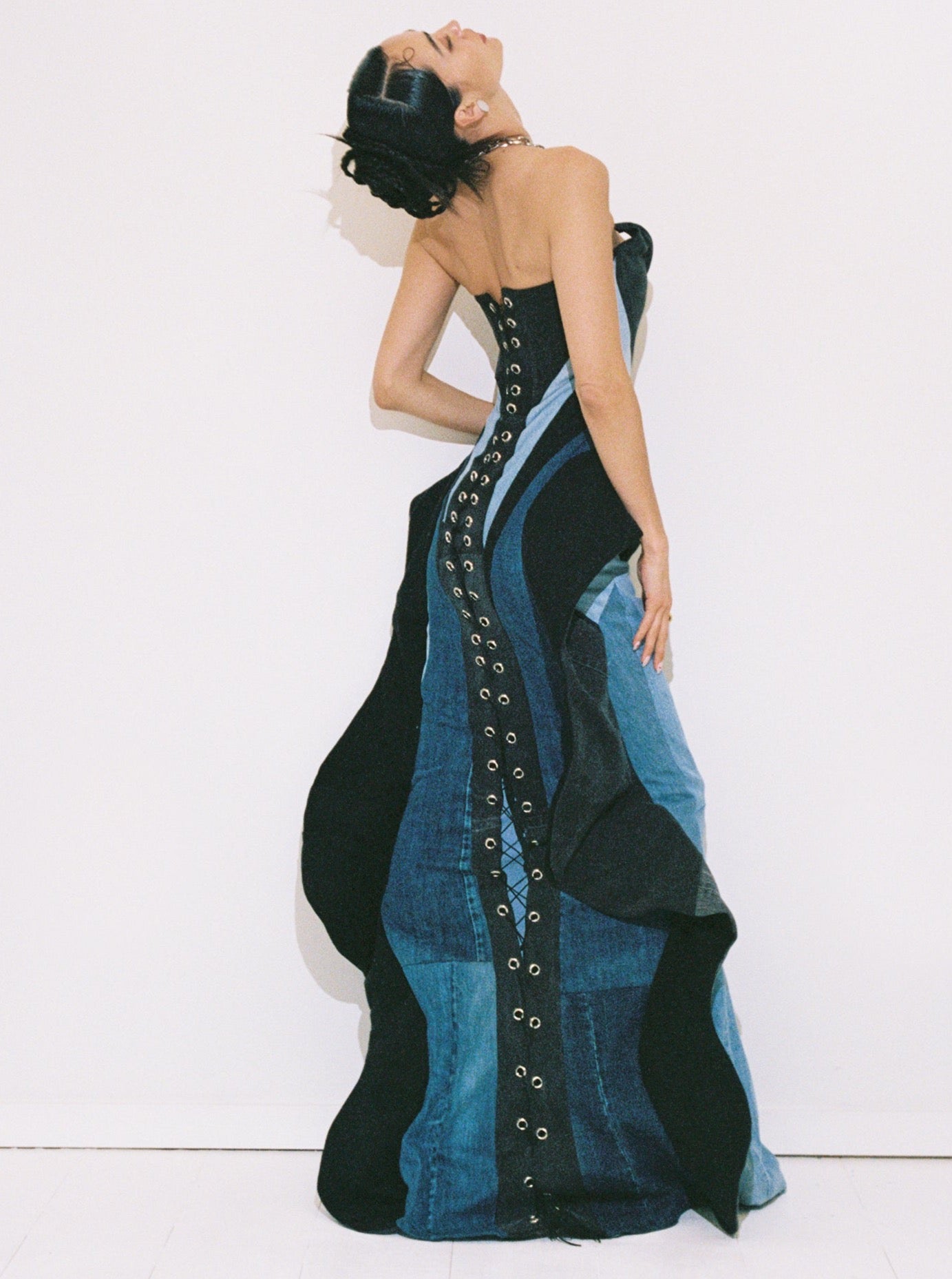 custom denim dress Britney denim dress CUSTOM gown with train size all sizes