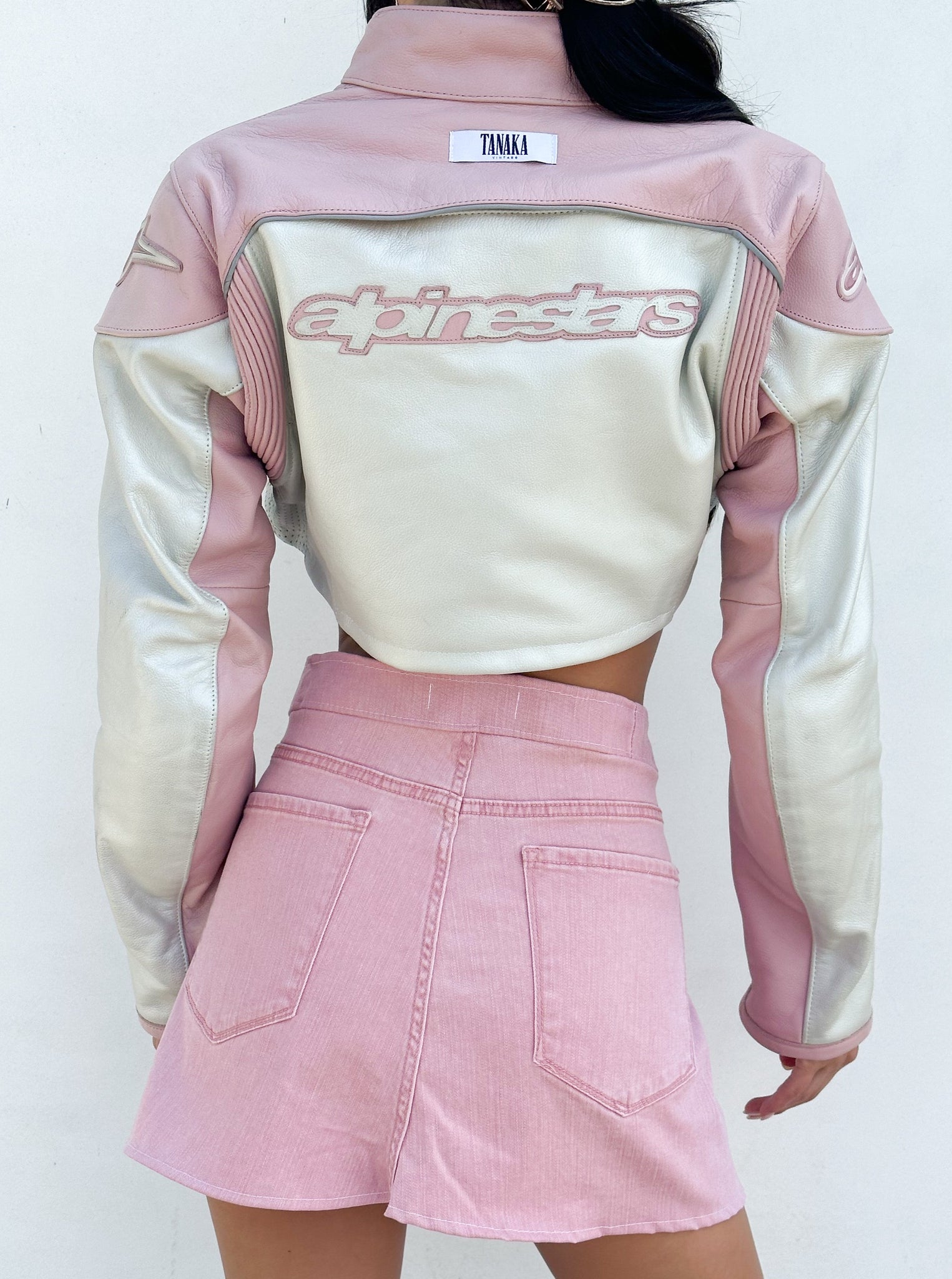 LEATHER MOTO PINK + PEARL