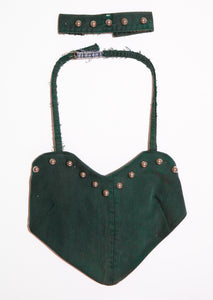 GREEN STUDDED TOP + COLLAR