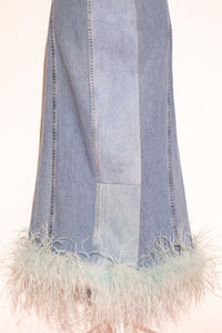 DENIM FEATHER MAXI DRESS