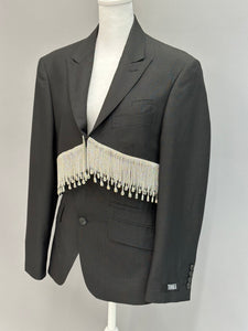 SILVER CRYSTAL BLACK BLAZER SET XS-S