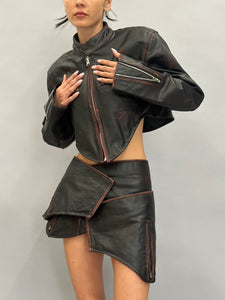 LEATHER BIKER JACKET SET