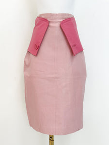 PINK LEATHER SKIRT SET