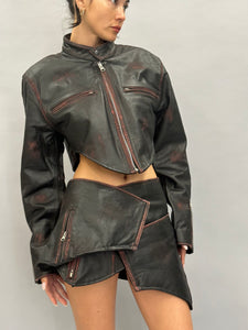 LEATHER BIKER JACKET SET