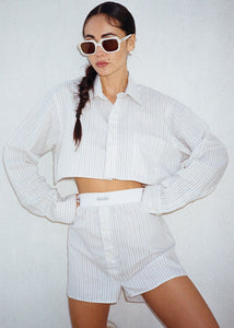 VINTAGE WHITE STRIPED SHORTS SET