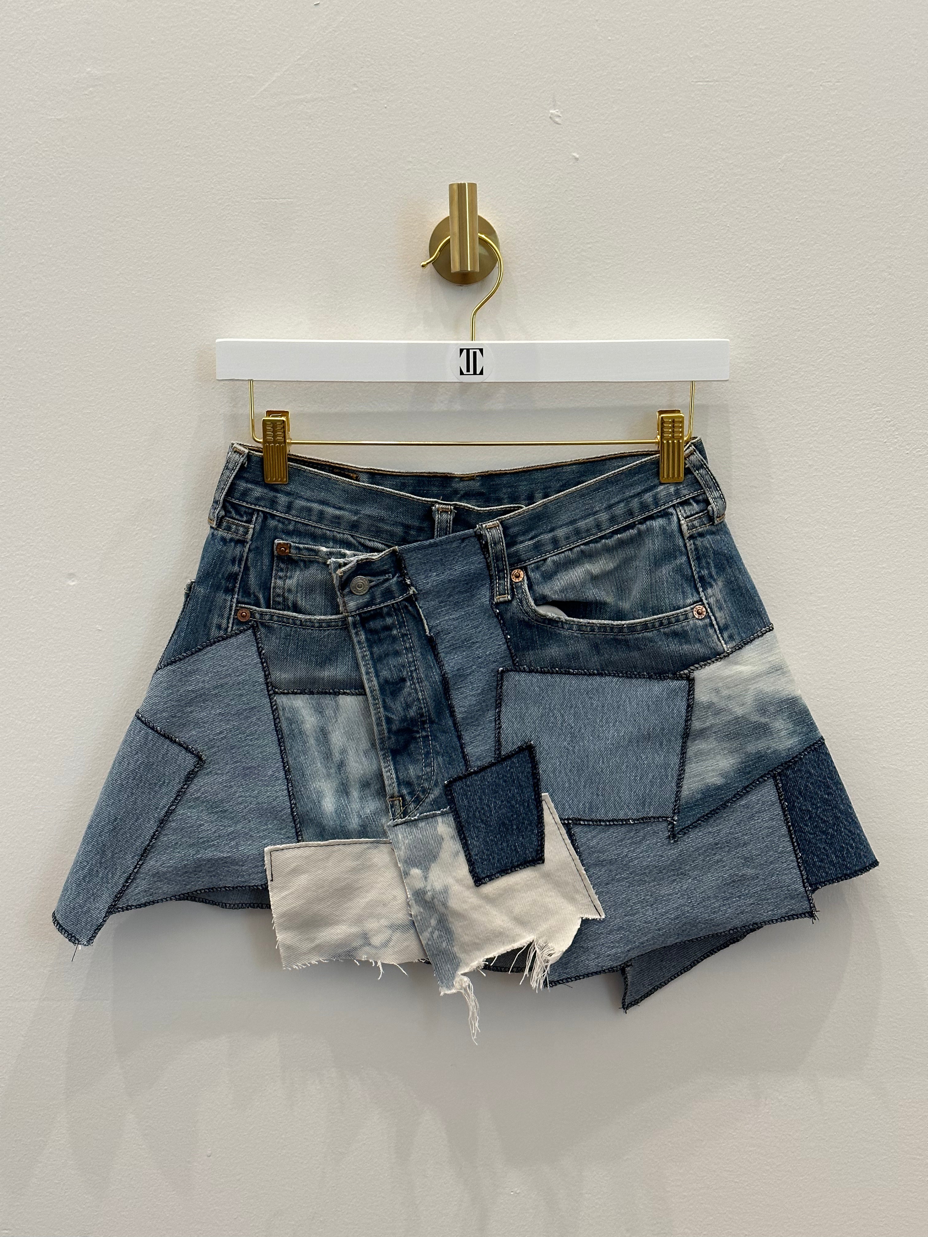 PATCHWORK LEVI'S SKIRT – TANAKA VINTAGE Levi's remake patch work skirt