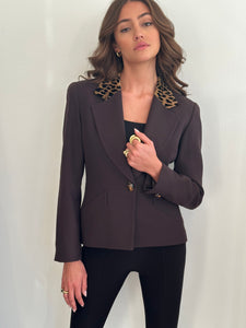 LEOPARD COLLAR VINTAGE BLAZER